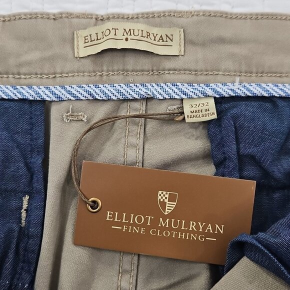 Elliot Mulryan Fine Stretch Chino Pants Men's 32x32 Khaki Straight Leg NWT NEW - Picture 13 of 16